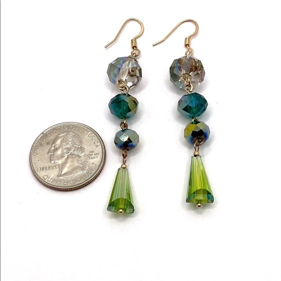 Earrings Artisan Dangles Crystals Drops  3” - Picture 6 of 9